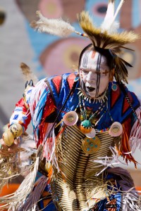 Fabian Fontenelle does a dance demonstration at the Albuquerque Indian Pueblo Cultural Center.