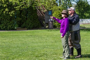 Brad Hodkinson teaches Amy Moore proper fly fishing technique