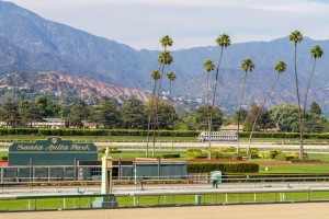 The view of the track at Santa Anita Park