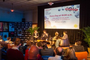 A panel discussion with four indie filmmakers discussing their films.